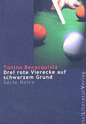 Drei rote Vierecke auf schwarzem Grund